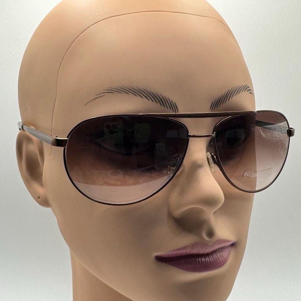 NOS Vintage Y2K Designer Sunglasses | Ellen Tracy Ladie's Brown Metal Double Bar